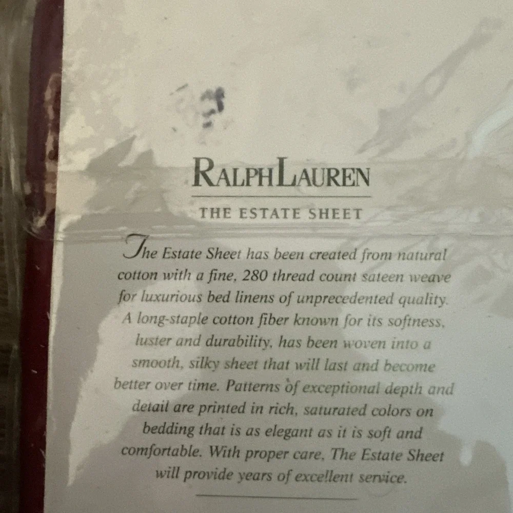RARE Ralph Lauren Estate Sateen Damask Red King Sheet Set 4PC NOS Sealed